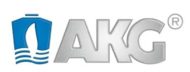 A silver logo that says aks in the middle of it.